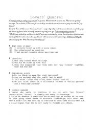 English Worksheet: Lovers quarrel