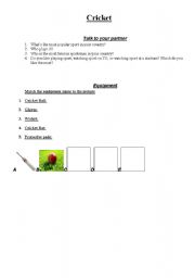 English Worksheet: explanation of cricket (part 1)