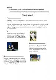 English Worksheet: explanation of cricket (part 2)