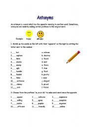 English Worksheet: Antonyms