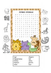 English Worksheet: Jungle Animals Worksheet #2