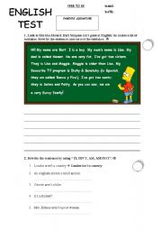 English Worksheet: VERB TO BE EXAM / TEST