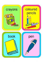 English Worksheet: SCHOOL SUPPLIES FLASHCARDS