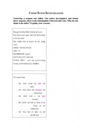 English Worksheet: CRIME SCENE INVESTIGATION