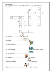 English Worksheet: present simpleor cortinuous crossword