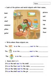 English Worksheet: Prepositions and furniture