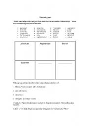 English Worksheet: Stereotypes