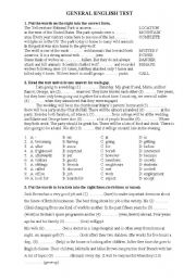 English Worksheet: General English Grammar Test