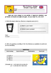 English Worksheet: revisions - id, greetings, numbers