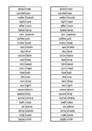English Worksheet: Compound Word Match