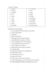 English Worksheet: Computer Vocabulary