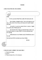 English Worksheet: READING