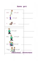English Worksheet: personal pronouns and have got