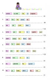 English Worksheet: Jumbled Sentences