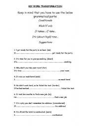 English Worksheet: Key word tranformation