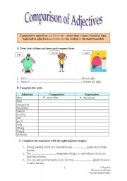 English Worksheet: Comparison of Adjectives