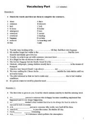 English Worksheet: Vocabulary part
