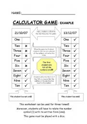 English Worksheet: CALCULATOR GAME