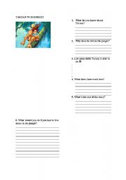 English Worksheet: Tarzan worksheet for children