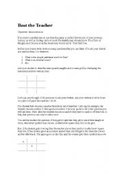English Worksheet: Beat The Teacher