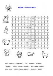 English worksheet: animals