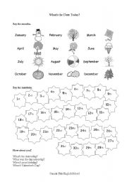 English Worksheet: Dates and Ordinal Numbers