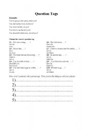 English Worksheet: Question Tags