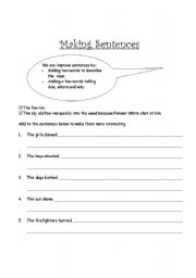 English Worksheet: Making Sentences