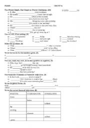 English worksheet: Elementary Test - 2 groups