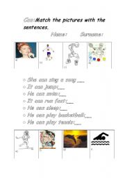 English Worksheet: can