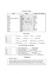 English Worksheet: Clothes and Present Continuous