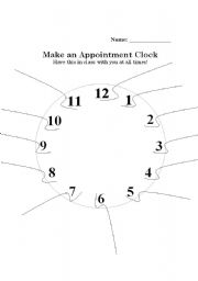 English Worksheet: Appointment Clock
