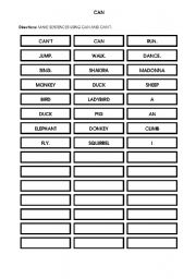 English worksheet: MAKE YOUR OWN SENTENCES