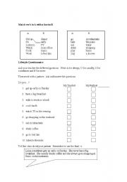 English Worksheet: lifestyle questionnaire