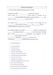 English Worksheet: Exercices Simple Past and Adjectives