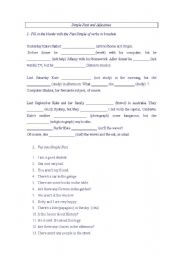 English worksheet: Exercices Simple Past and Adjectives