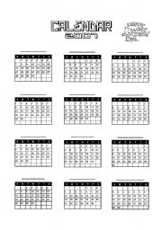 English Worksheet: Calendar 2007