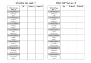 English Worksheet: When did you last...?