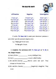 English Worksheet: Verb to have got