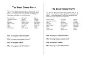 English Worksheet: A Great Dinner