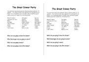 English worksheet: A Great Dinner