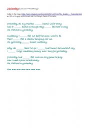 English Worksheet: YESTERDAY Fill In - The Beatles