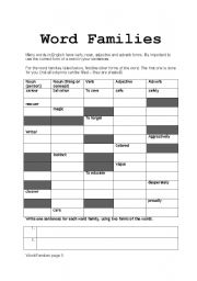 English Worksheet: Word Families