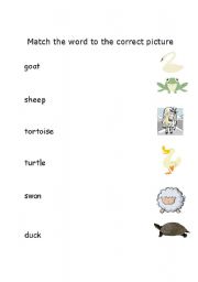 English worksheet: Animals Matching Exercise