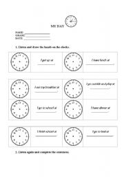 English Worksheet: My day