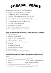 English Worksheet: PHRASAL VERBS