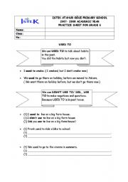 English Worksheet: used to