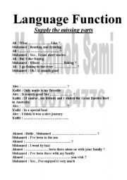 English Worksheet: language function