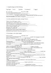 English Worksheet: tenses, reading