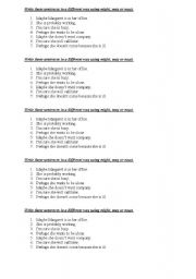 English Worksheet: might, may, must